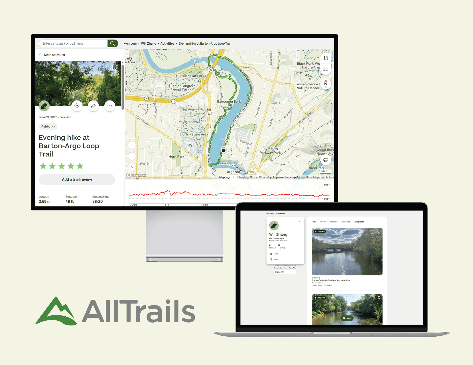 image of alltrails' web application